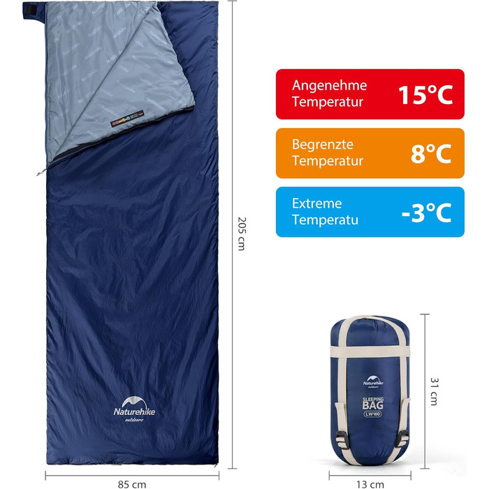 Naturehike Sleeping Bag - 7°C Warm Weather Sleeping Bag for Hiking, Backpacking & Camping - Lightweight, Youth & Adult