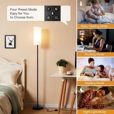 Стійка LED-лампа PreeOtti для вітальні, спальні, офісу з дистанційним керуванням, регулюванням яскравості та 4 колірними температурами, сірий абажур