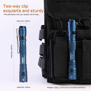 Ліхтарик ACEBEAM TAC 2AA EDC - тактичний, 1400 люмен, LED, 2 режими, зарядний пристрій, для кемпінгу