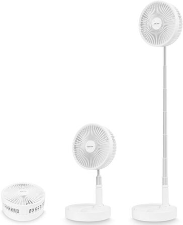 AICase Battery-Powered Table and Stand Fan, Cordless with Remote Control, Quiet 4-Speed Portable Fan, Height Adjustable and Foldable; Ø 19.7 cm, 7200mAh Rechargeable, incl. USB-C Charging Cable