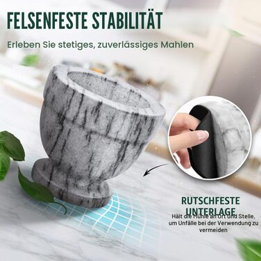 Ступка з товченкою Flexzion з натурального білого граніту, 10 см — для спецій, трав, часнику та приготування гуакамоле