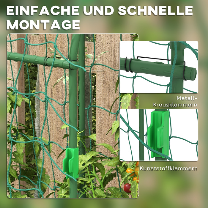 Outsunny Climbing Plant Trellis Support, Adjustable Obelisk, Plant Grid with Net, Plant Frame Steel Green 43 x 182 x 183 cm for Garden Balcony