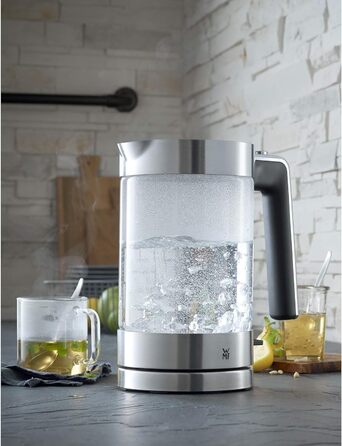 WMF Lono Glass Kettle 1.7 Liter, Glass Kettle with Scale Filter, Cordless, 3000 Watts, Matte Stainless Steel