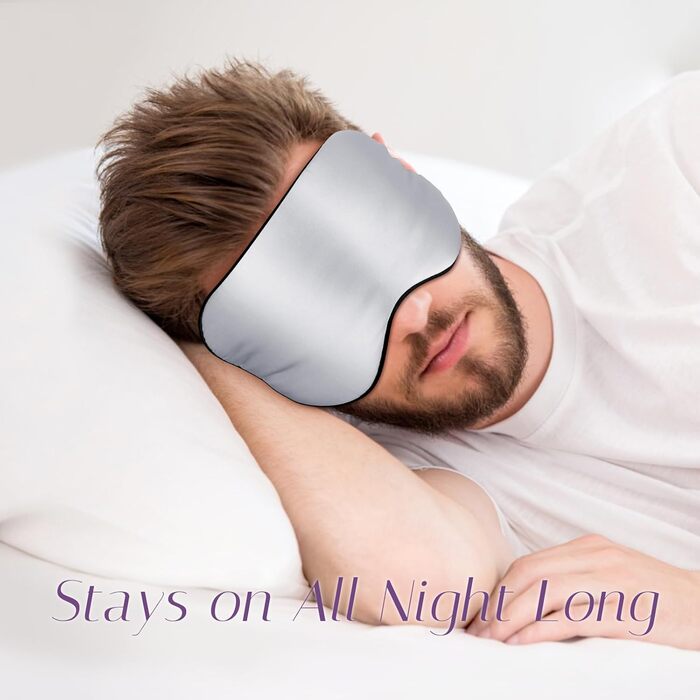 Набір шовкових масок для сну OLESILK (2 шт.) - 100% матуюча шовкова тканина, для жінок та чоловіків, унісекс, для дому та подорожей (Сріблясто-сірий + Чорний)