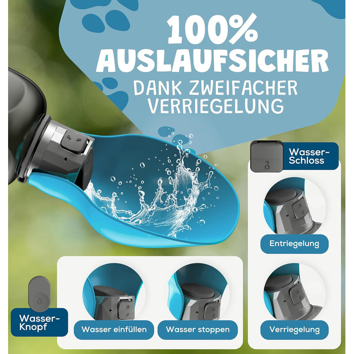 Набір для собак 2 шт: велика складана пляшка для води 800 мл + зубна щітка | Преміум якість, витік неможливий | Для подорожей