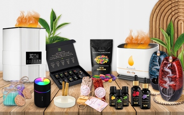 Ультразвуковий зволожувач повітря Aromaholik з ефектом вогню, без BPA, з таймером, LED-підсвіткою та USB-портом