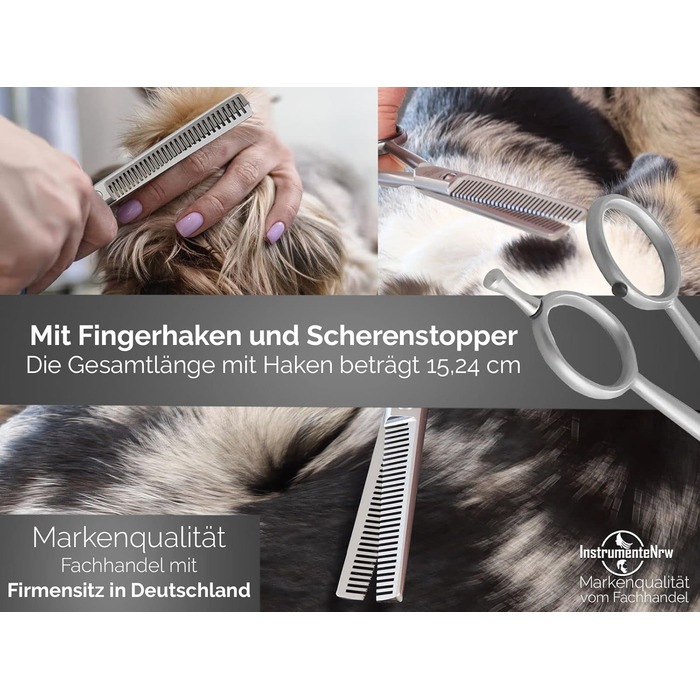 Професійна ножиця для грумінгу собак та котів Solingen з двостороннім зубчастим лезом, Made in Germany, 15,24 см