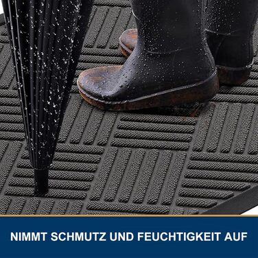 Килимок для дому та вулиці 43 x 75 см, силіконовий, антиковзаючий, пилозахисний, для входу, балкону, тераси - темно-сірий