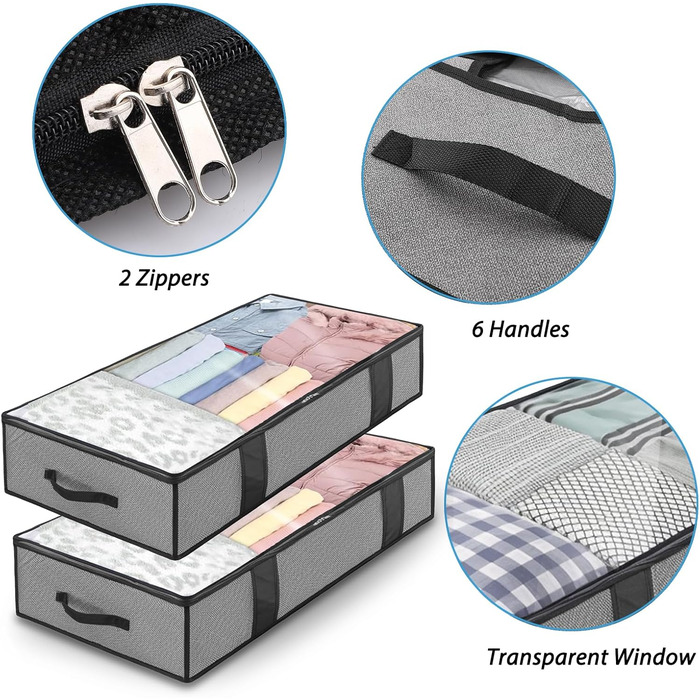 Коробки для зберігання під ліжком 90л (2 шт) - органайзери для постільних речей, одягу, ковдр