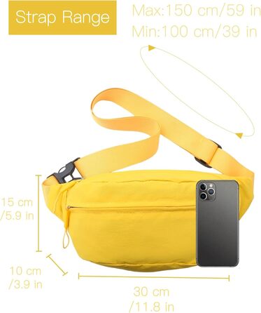 Поясна сумка чоловіча/жіноча водонепроникна для подорожей, фестивалів, спорту та міста (жовта)