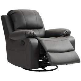 HOMCOM Recliner Chair with Adjustable Backrest & Footrest, Swivel, Up to 150 kg (220 lbs), Steel Frame, 36.6 x 39.4 x 30.7 inches, Black
