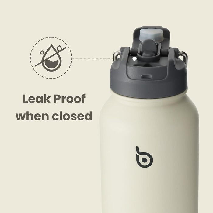 BOTTLE BOTTLE Stainless Steel Water Bottle 1L with Straw – Leak-Proof Insulated Bottle for Sports & Gym, with Pill Compartment, BPA-Free, Double-Walled (Grey)