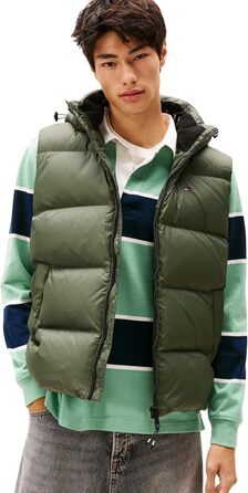 Жилет Tommy Jeans чоловічий Essential Down Vest з капюшоном, колір Green (Pewter Green)