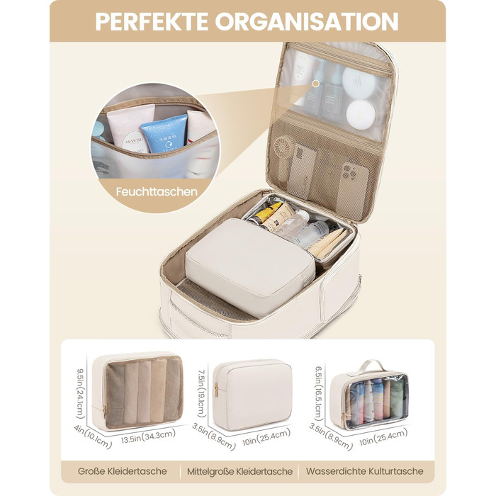 Рюкзак для ручної поклажі OVEVOOK для жінок, 40 л, для подорожей, з відділенням для взуття, для ноутбука 17 дюймів, водонепроникний, для бізнес-поїздок та вихідних (білий, L)