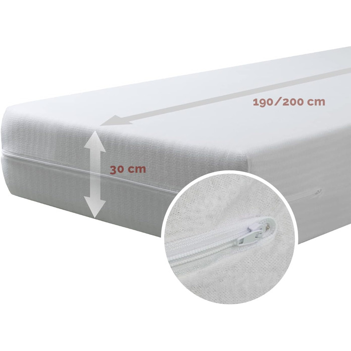 Tural - Extra elastic and durable mattress cover with zipper. Set of 2 single sizes 90 x 200 cm