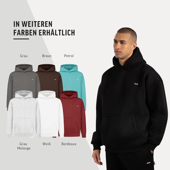 SMILODOX Худі Dawson для чоловіків - Оверсайз толстовка з капюшоном - З довгим рукавом, Ідеально для спорту, стилю вулиці та повсякденного носіння, Зручна та універсальна, Чорний колір