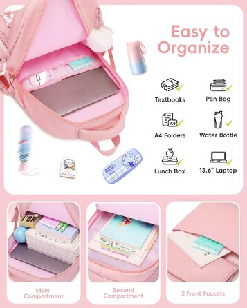 Стильний рюкзак для підлітка Tanou з набором канцтоварів: пенал, сумочка на плече, відділення для ноутбука 15.6