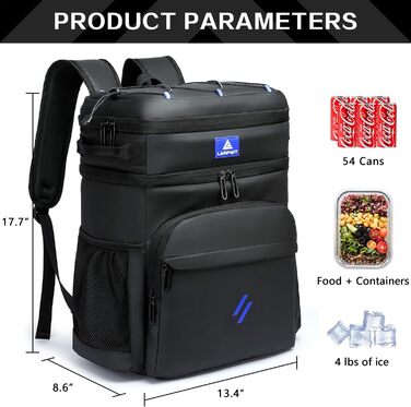 Рюкзак-холодильник Laripwit 54 літри, чорний: для пікніків, подорожей, кемпінгу та тактики