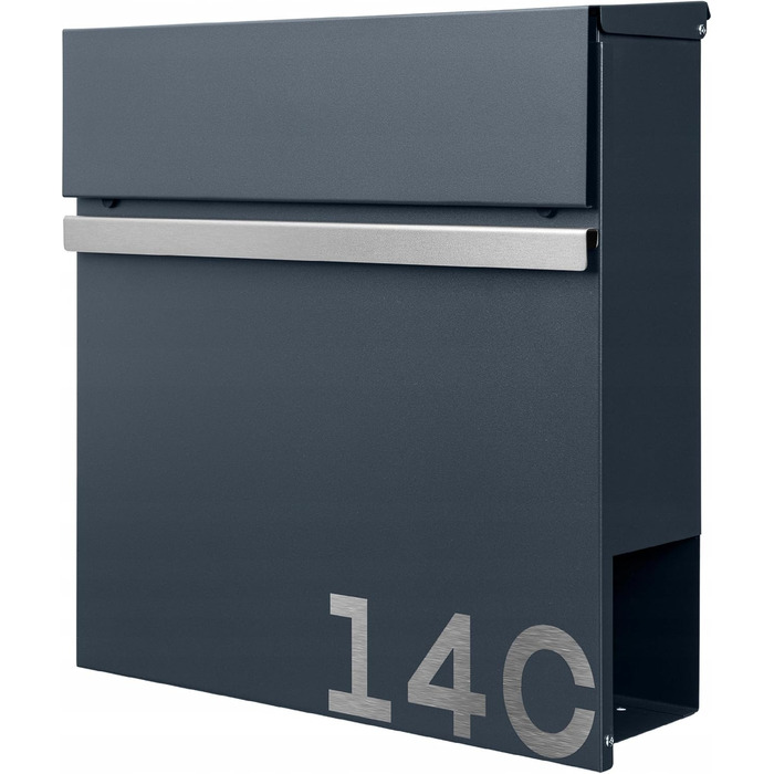 Поштова скринька настінна Anthrazit RAL 7016 для газет, велика (XXL, Laser 2) з можливістю нанесення адреси