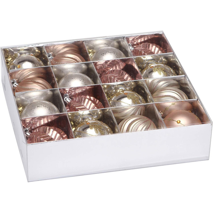 Набір прикрас для ялинки Sea Team: кульки та орнаменти, 60 мм, червоний та білий, 30 шт.