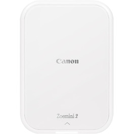 Canon Zoemini 2 Perlweiß: Міні-принтер для фотографій, мобільний, портативний, з бездротовим підключенням, для смартфонів та планшетів, вбудований акумулятор, Bluetooth, комплект 10 фотопаперів