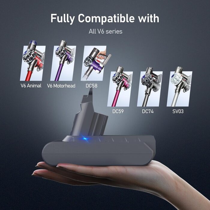 Акумулятор Keenstone 6500mAh 25.2V для пилососів Dyson V10 Animal, Absolute, Motörhead, Fluffy, Total Clean, SV12 (замінник V6 6.5Ah)