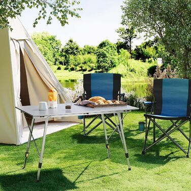 Стіл туристичний розкладний WOLTU, 120x68.5 см, сріблястий. Регульована висота, з сумкою та розкатним покриттям. Для кемпінгу, саду, балкону (4-6 осіб)
