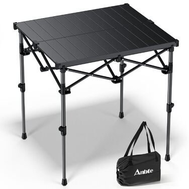 Складний алюмінієвий стіл для кемпінгу Anbte 67x58 см, регульована висота (44/70 см), вантажопідйомність до 150 кг, з сумкою для зберігання