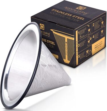 Постійний металевий кавовий фільтр з нержавіючої сталі для Chemex, Hario, Bodum та інших кавоварок – багаторазовий паперовий фільтр, pour over, широка основа
