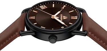 Чоловічий годинник LN LENQIN: аналоговий кварцовий годинник для чоловіків, водостійкий (30м), шкіряний ремінець, чорний/коричневий, бізнес-стиль