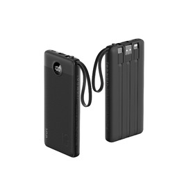 Power Bank VRURC 10000mAh з 4 кабелями, портативний акумулятор USB-C для iPhone/Huawei/Samsung, LED-дисплей, 5 виходів, чорний