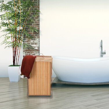 Relaxdays Laundry Basket Bamboo with Frame