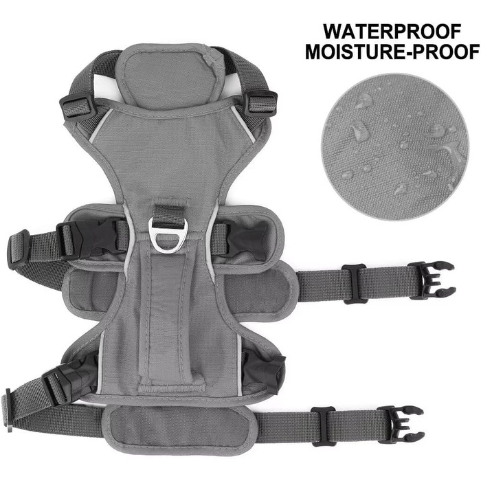 Безпечне шлейка для собак середніх порід Beirui - відбиваючі елементи, без тяги, з м'якою ручкою, водонепроникна, для щоденних прогулянок та тренувань (Сірий), S: обхват грудей 33-69 см, підходить для собак вагою 9-14 кг