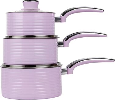 Swan 5-Piece Frying Pan Set, Retro Design, Aluminum, 29.5x47x18 cm (Rose)
