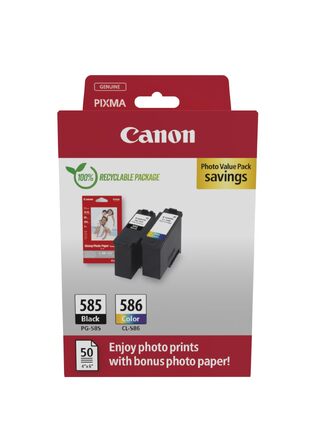 Комплект оригінальних картриджів Canon PG-585 та CL-586 FINE та фотопапір для принтера