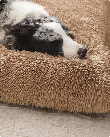 Ліжко для собак Feandrea, м'який килимок для собак, плюшевий килимок, 65 x 45 см, м'яка підкладка, можна прати в пральній машині, багатофункціональне, Ombré Grey PGW200G01 Ombré Grey (122 x 74 x 10 см, верблюжий колір)