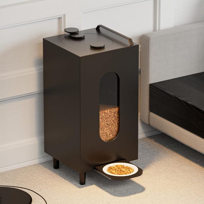 Автоматичний годівниця для котів та собак QLS, 20л, з мискою, чорна, 60 x 30 x 30 см