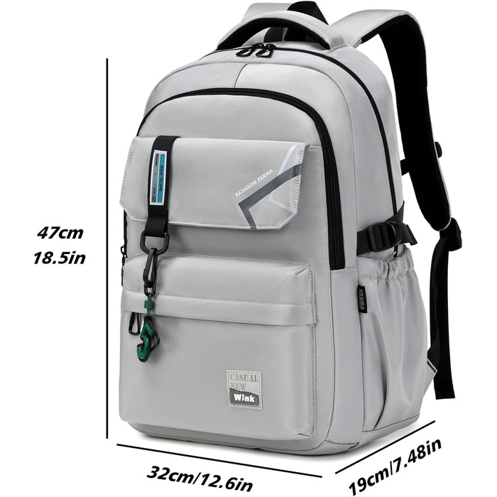 Шкільний рюкзак для підлітків та дітей: 8-14 років, світло-сірий, великий, для школи, буденних потреб