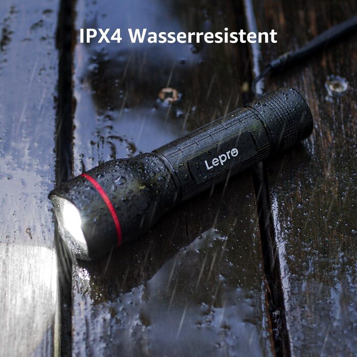 LED ліхтарик Lepro LE050 - екстремально яскравий, з кліпсою, зумується, 5 режимів, водонепроникний, для кемпінгу, відпочинку на природі, риболовлі, подарунок