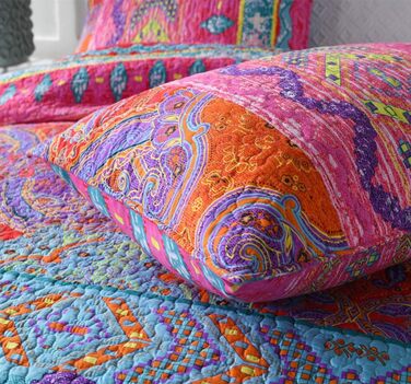 Qucover Boho Bedspread 220x240cm Duvet Cover for Double Bed Quilted Blanket with 2 Pillows Indian Style Boho-3 220x240cm+50x75cm x2
