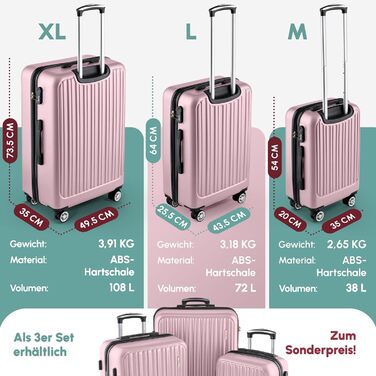 Валіза Hartschalenkoffer Easy Move - ергономічна, безпечна, рожева, 74 см, з коліщатками 360° та кодовим замком