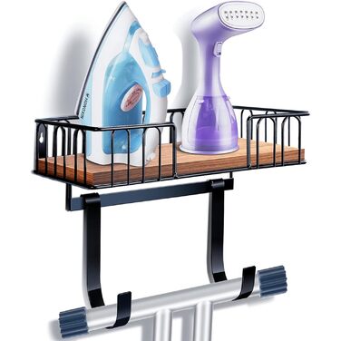 Настінна вішалка для праски та гладильної дошки MOREE, металева, чорна, для зберігання та декорування пральні