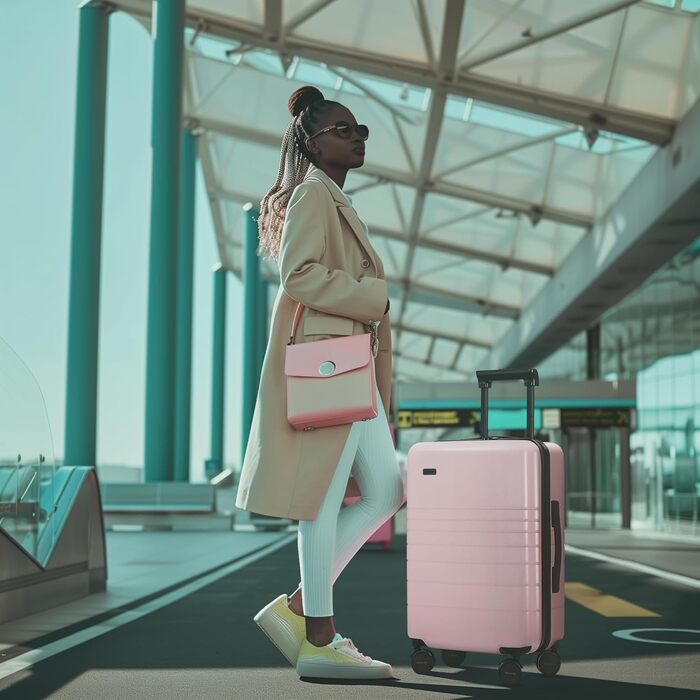 Валіза ETERNITIVE з полікарбонату та ABS: легка, з 360° колесами, TSA-замок, ручна, оливковий, рожевий, набір 3 шт (S+M+L)