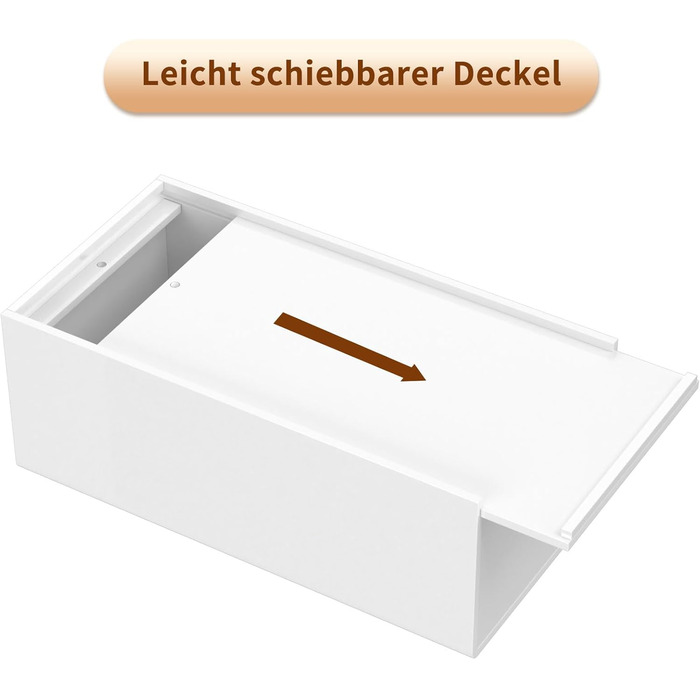 AITEE Acrylic Cosmetic Tissue Box: 25x13x9 cm White Tissue Box with Magnetic Cover for Dining Room, Bathroom, Bedroom, Office, Coffee Table, Car