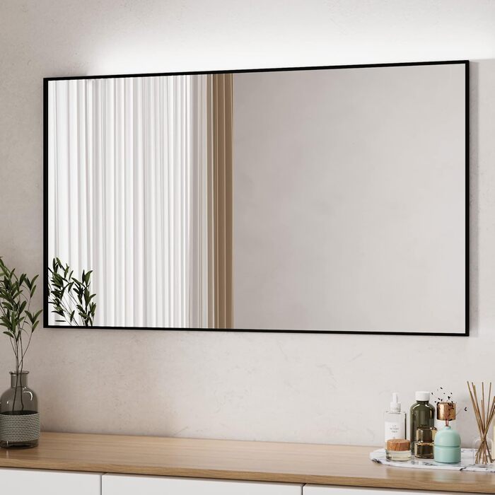Дзеркало Boromal Spiegel чорне 100x60 см з металевим каркасом для ванної кімнати, туалетного приміщення, спальні