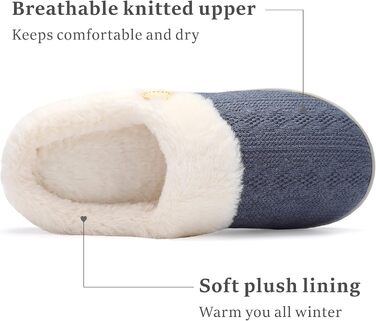 Чантому: жіночі домашні тапочки з меморі-піною, плюшеві, теплі, антиковзні, для дому та вулиці, розмір 40/41 EU, темно-синій
