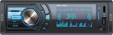 Автомагнітола Caliber 1DIN Bluetooth, DAB+/FM, 4x75 Вт, USB, MicroSD, зарядка 2.1A, Aux-in, гучний зв'язок, зовнішній мікрофон, RCA вихід, антена DAB+, підтримка MP3/WMA/APE/FLAC/AAC
