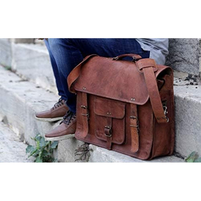 Сумка-портфель Komal's Passion Leather KPL 45.7 см (18 дюймів) шкіряна для ноутбука та документів, чоловіча сумка-месенджер