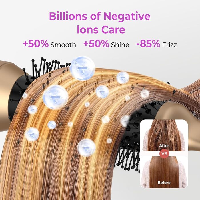 Мультистайлер для волосся 5-в-1 з термощіткою, фен-щіткою, круглою щіткою, плойкою та випрямлячем. Потужність 1000 Вт, 3 температурні режими. Для об'єму, випрямлення, локонів та сушіння. Білий (Чорний)