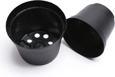 Prime Garden® Круглі пластикові горщики для розсади та квітів, чорні, 31 см, 12 л, набір 10 шт, для дому і вулиці